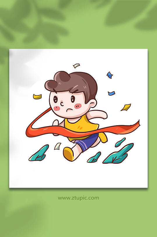 六一儿童节跑步的男孩人物插画