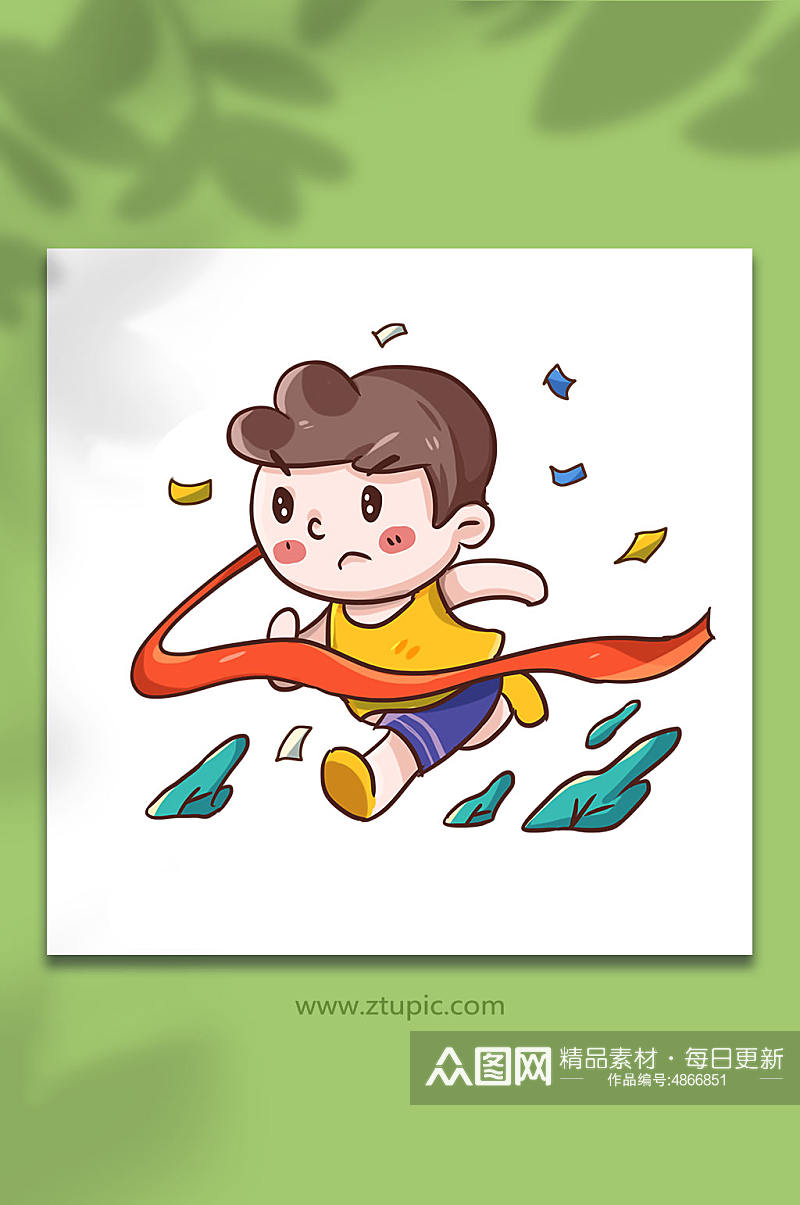 六一儿童节跑步的男孩人物插画素材