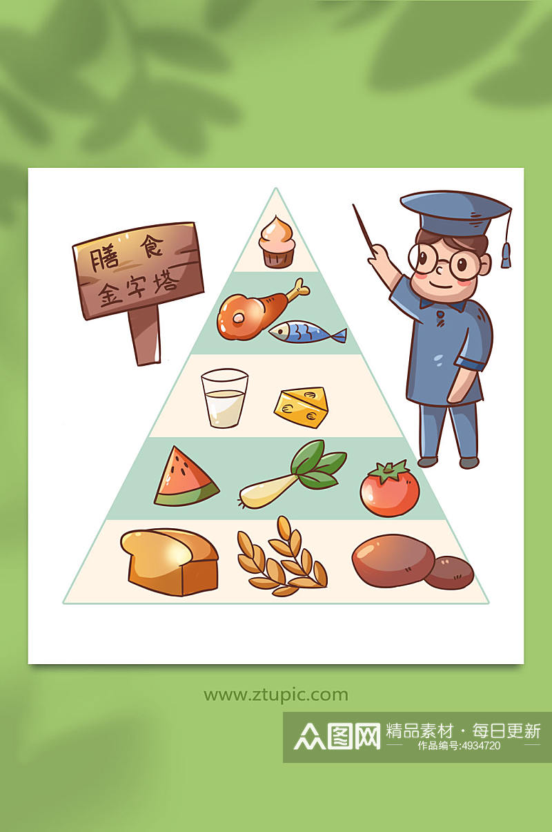 膳食金字塔营养均衡元素插画素材