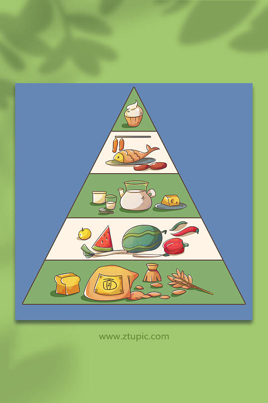 手绘膳食金字塔营养均衡元素插画