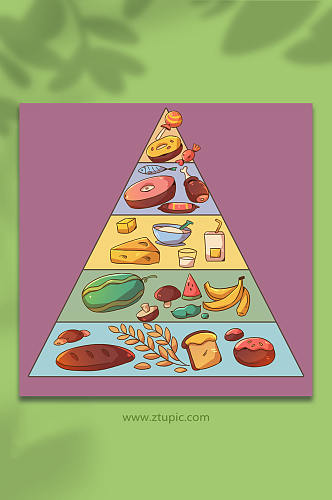 食物膳食金字塔营养均衡元素插画