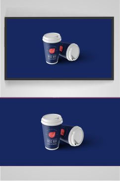 咖啡奶茶纸杯子智能贴图样机