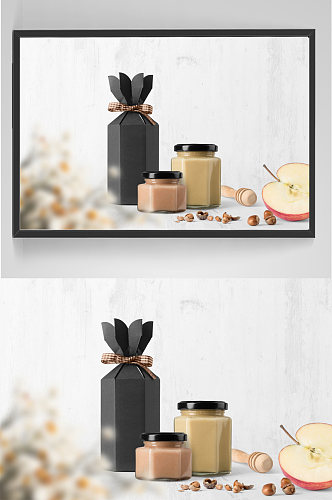 蜂蜜包装样机贴图提案场景展示六边形玻璃瓶