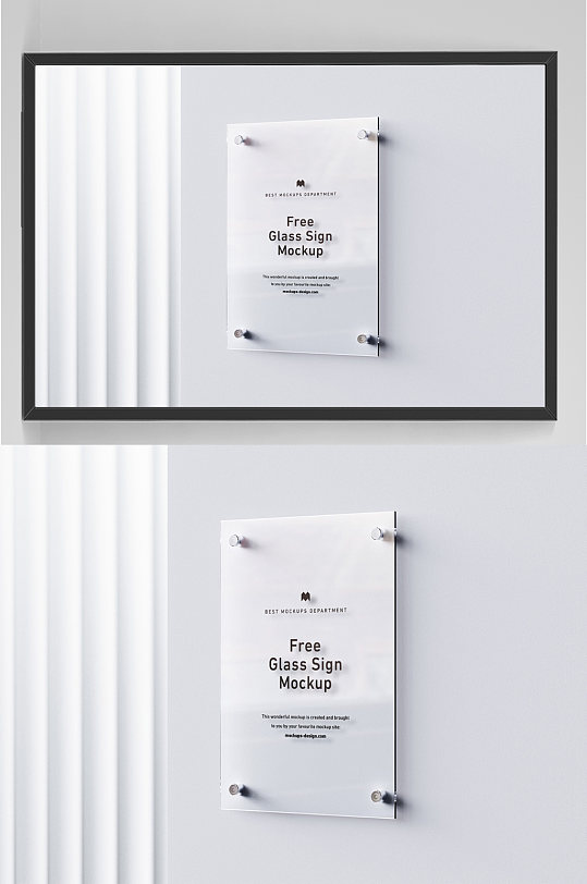 透明亚克力玻璃框铭牌海报样机-众图网