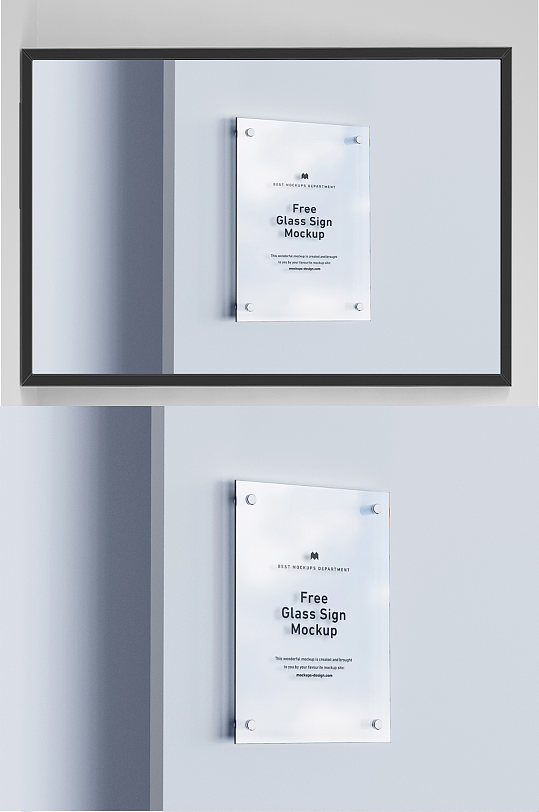 透明亚克力铭牌海报设计样机-众图网