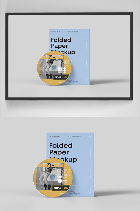 光盘CD光碟封面包装贴图样机