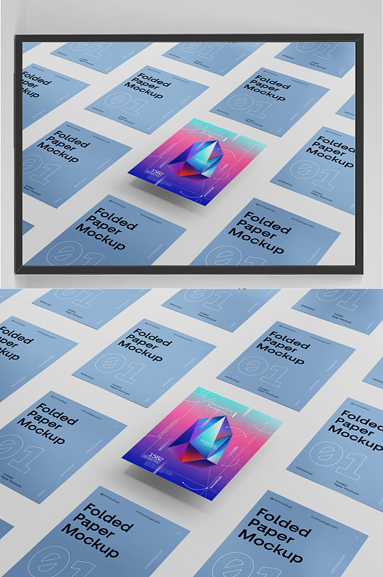 多张海报卡片多角度矩阵排列排版vi样机