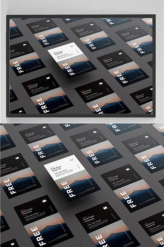 多张海报卡片多角度矩阵排列排版