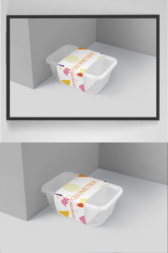 透明塑料餐盒样机展示贴图