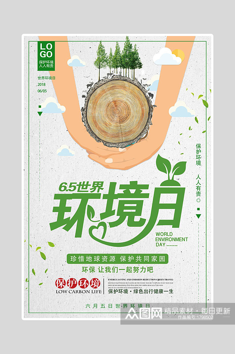绿色环保海报环境日素材