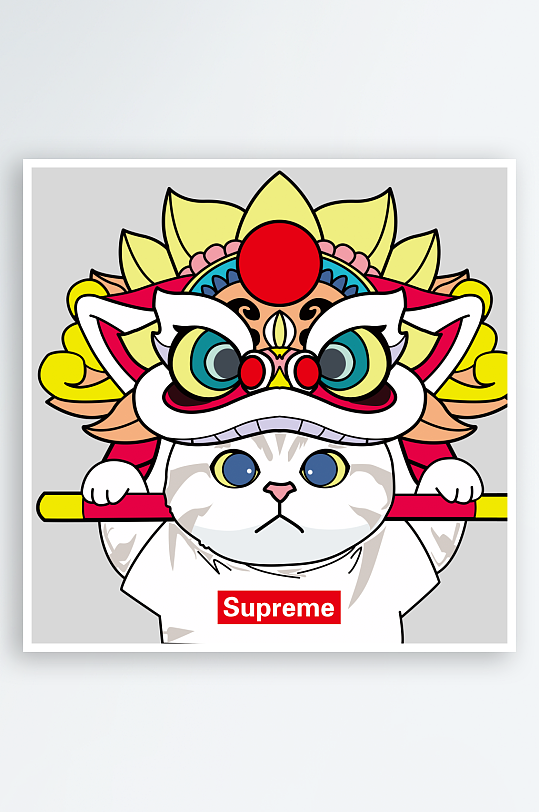 卡通风格舞狮形象插画免抠素材-众图网