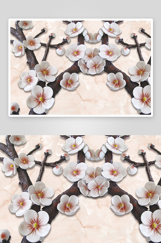 唯美花卉立体背景墙素材-众图网