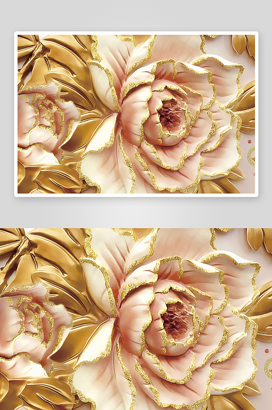 唯美花卉立体背景墙素材-众图网