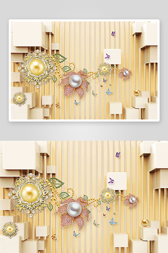 唯美花卉立体背景墙素材-众图网