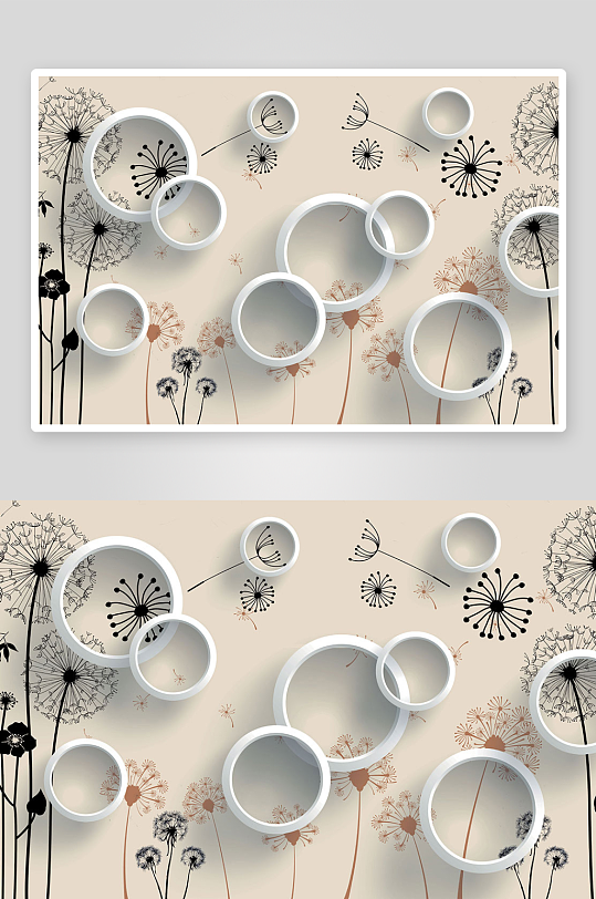 唯美花卉立体背景墙素材-众图网