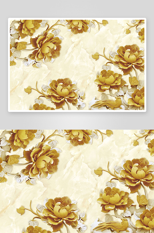 唯美花卉立体背景墙素材-众图网