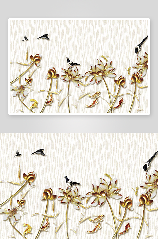 唯美花卉立体背景墙素材-众图网