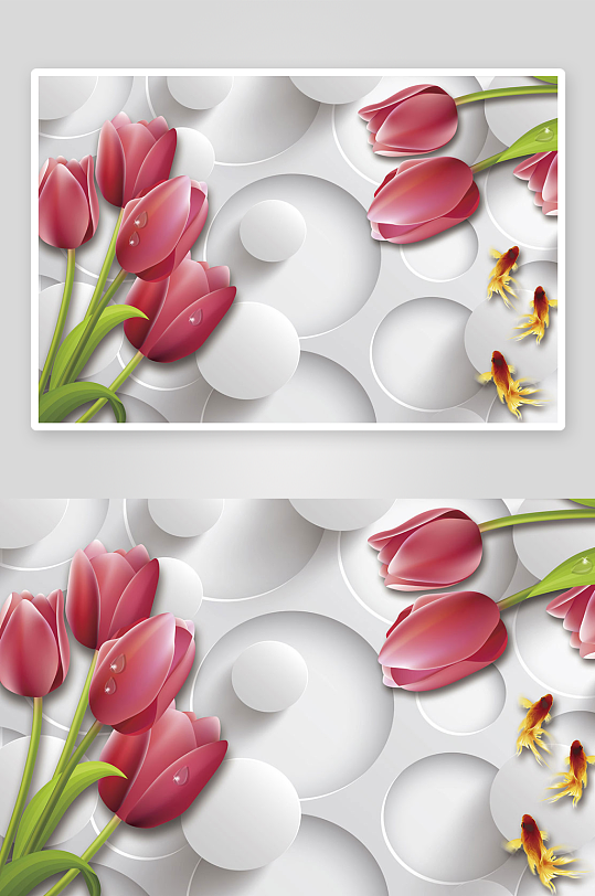 唯美花卉立体背景墙素材-众图网
