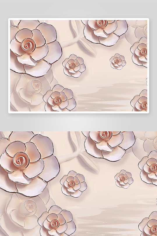 唯美花卉立体背景墙素材-众图网