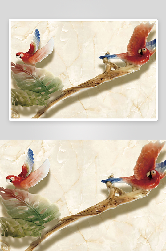 唯美花卉立体电视机背景墙-众图网