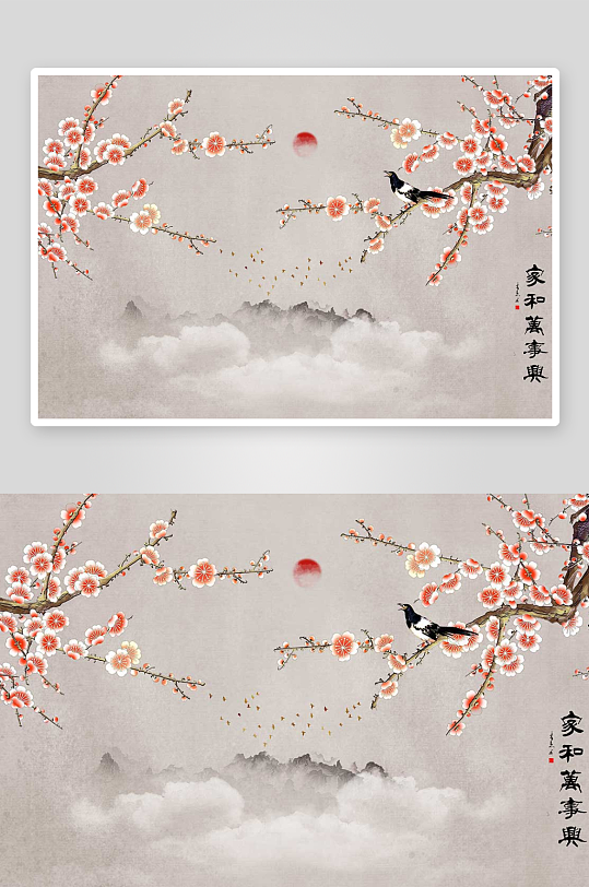 唯美古风中式背景装饰画-众图网