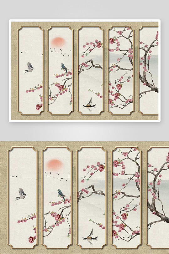 唯美古风中式背景装饰画-众图网