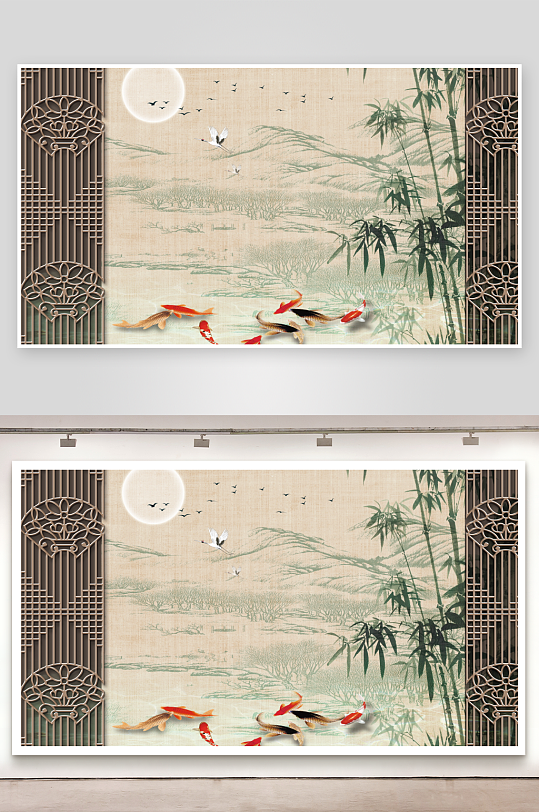 唯美花卉背景墙装饰画-众图网