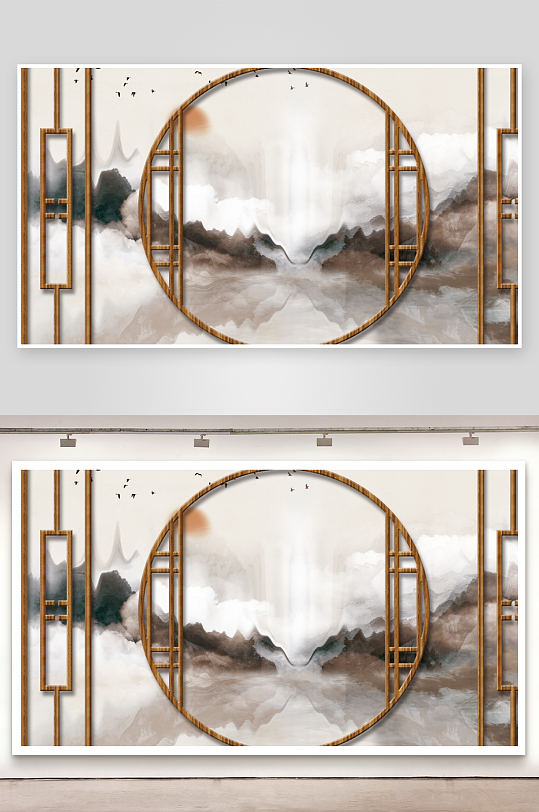 唯美花卉背景墙装饰画-众图网