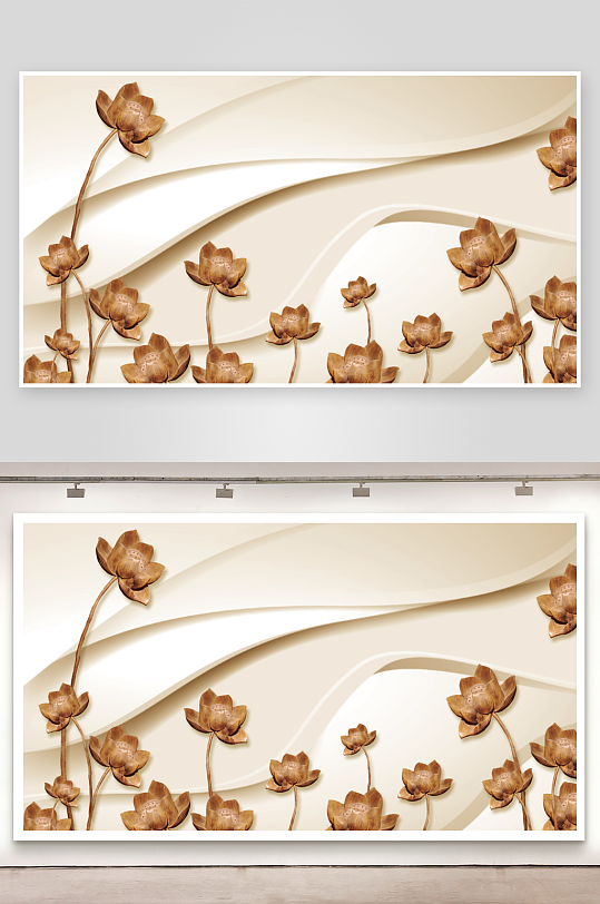 唯美花卉背景墙装饰画素材-众图网