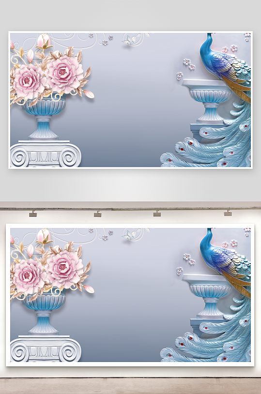 立体花卉背景墙装饰画素材-众图网