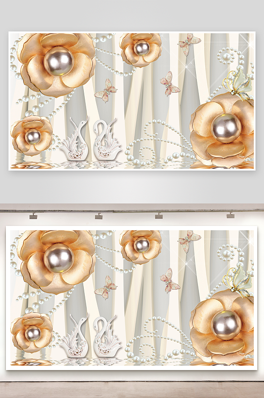 立体花卉背景墙装饰画素材-众图网