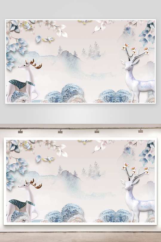 立体花卉背景墙装饰画素材-众图网