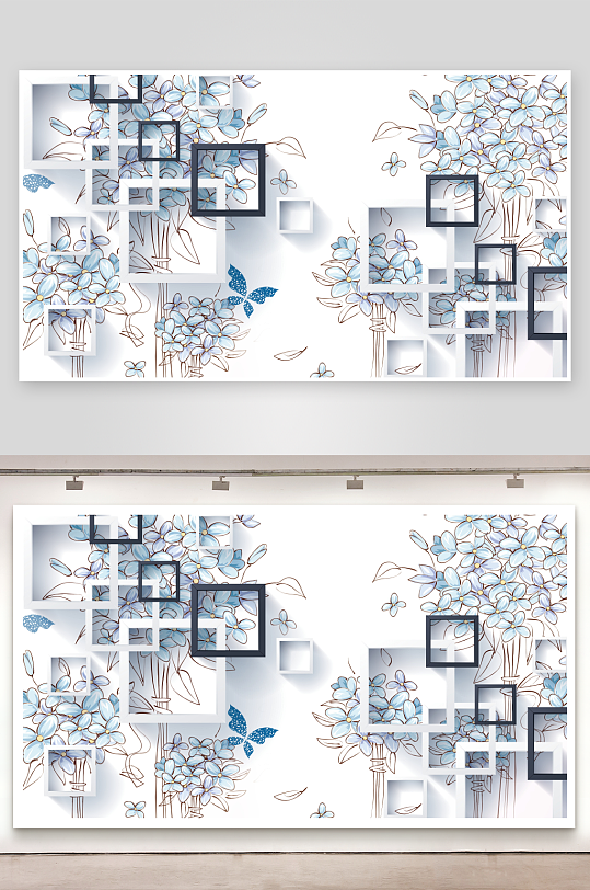 立体花卉背景墙装饰画素材-众图网