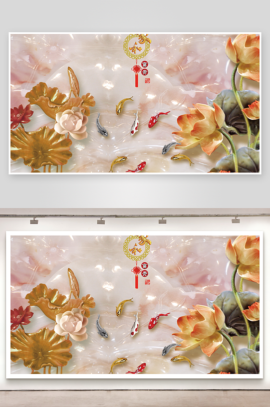 立体花卉背景墙装饰画-众图网