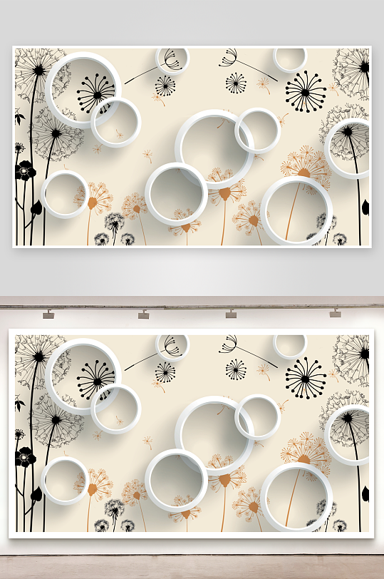 立体花卉背景墙装饰画-众图网