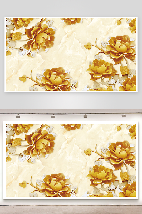 立体花卉背景墙装饰画-众图网