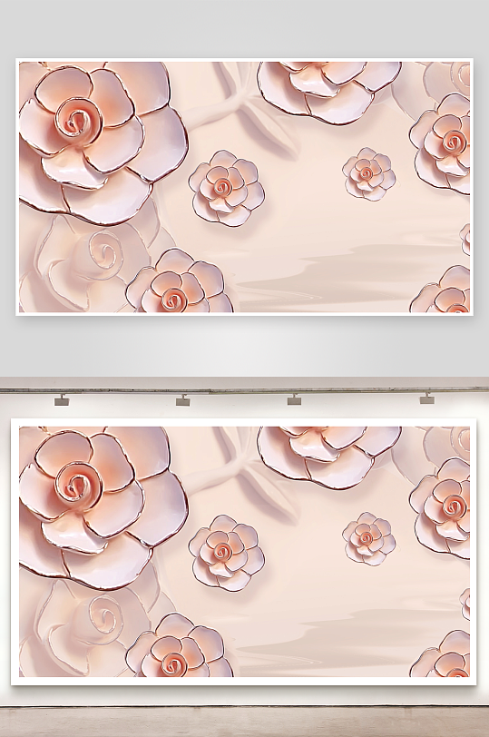 立体花卉背景墙装饰画-众图网