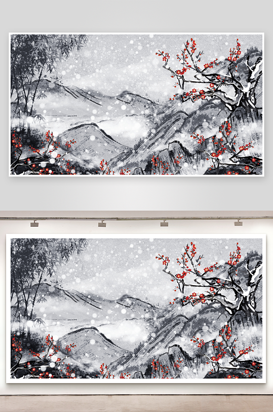 中式花卉风景画装饰画-众图网