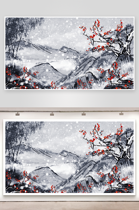 古风花卉风景画插画-众图网