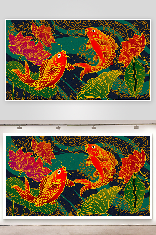 古风花卉风景画插画-众图网