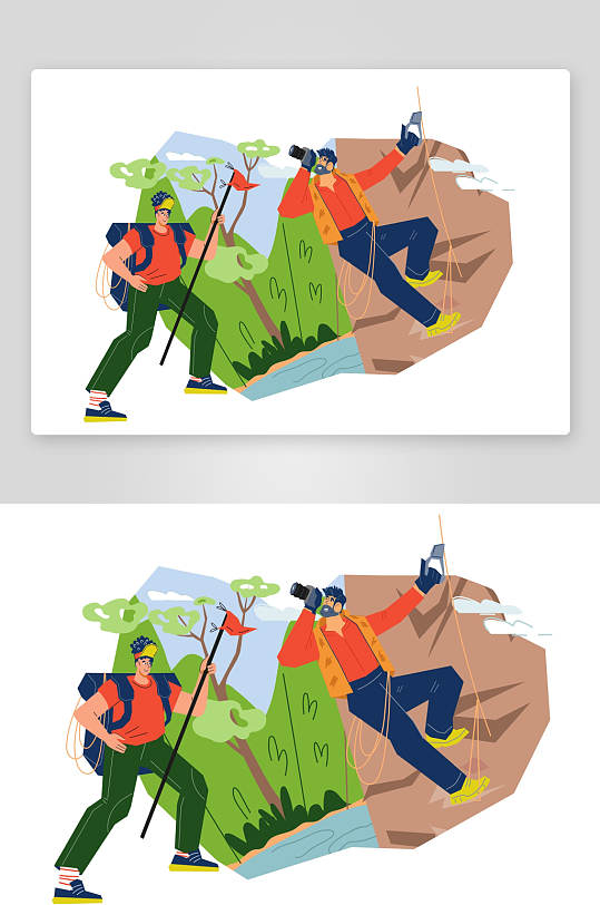 矢量徒步探险插画素材-众图网