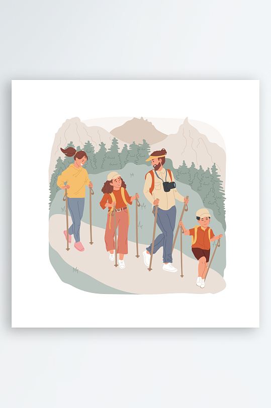 徒步探险插画素材-众图网