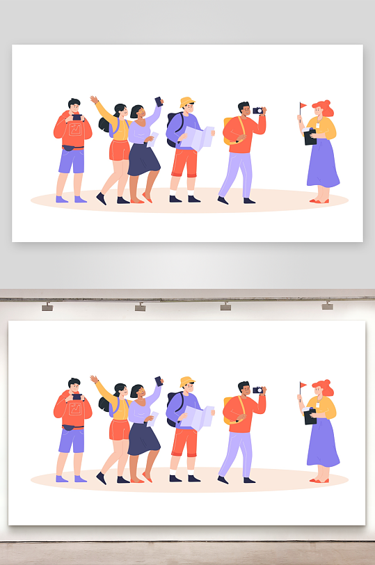 徒步探险插画素材-众图网