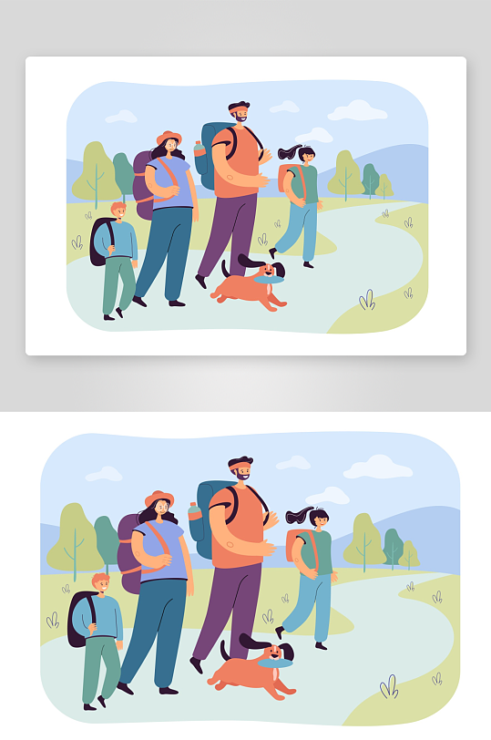 徒步探险插画素材-众图网