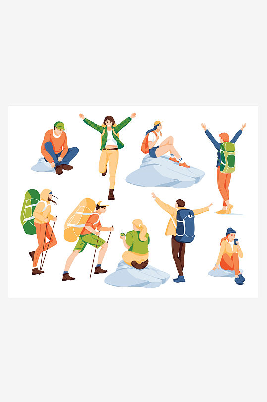 徒步探险插画素材-众图网