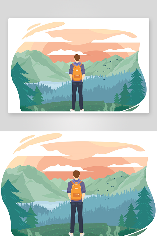 徒步探险插画素材-众图网