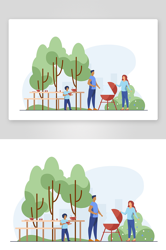 矢量水彩烧烤插画模板素材-众图网