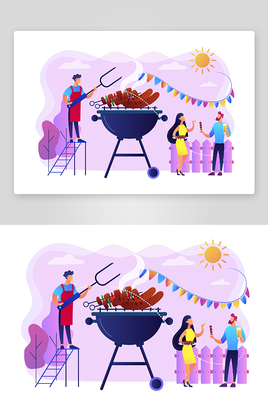矢量烧烤插画素材-众图网