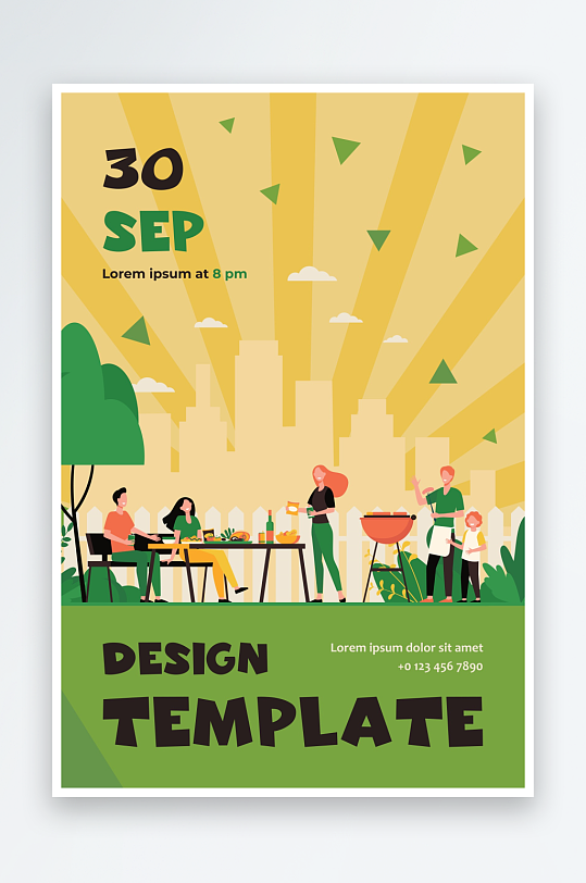 矢量烧烤插画素材-众图网