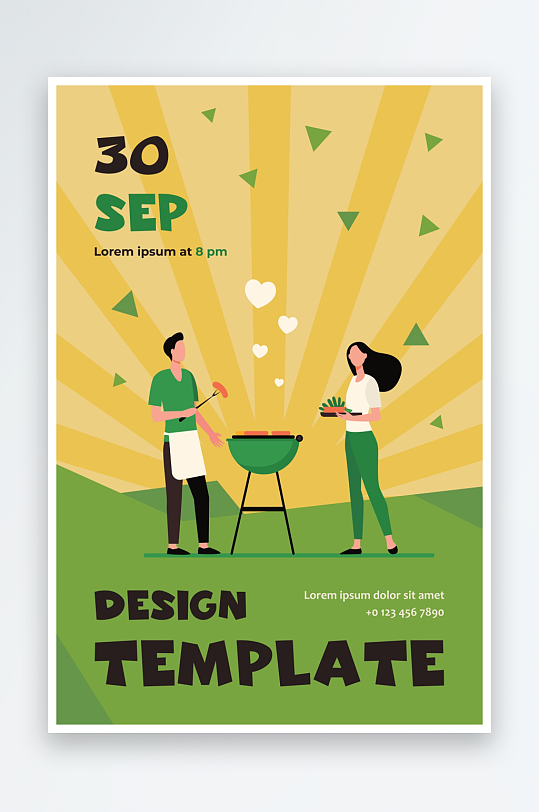 矢量烧烤插画素材-众图网